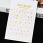 1pcs 3D Bronzing Gold Love Heart Nail Art Stickers Y2K Holographic Stars Sun Starlight DIY Nail Decals Heart Manicure Decoration
