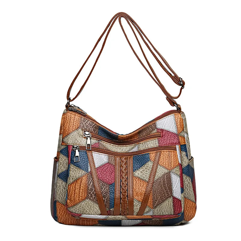 Women's Elegant Vintage Crossbody Bag Trendy HandBag Fashion Multi-pockets Shoulder Bag All-match Retro Crossbody Bag for Daily
