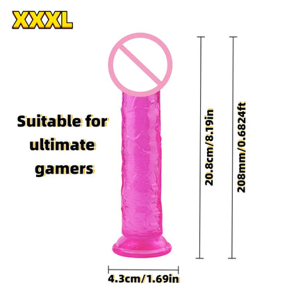 Realistic Soft Jelly Dildo Transparent Suction Cup Strong Grip Flexible Intimate Toy for Women Solo Couple Play