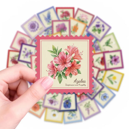 10/30/50PCS Stamp Style Literary Flowers Stickers Book DIY Skateboard Toys Guitar Luggage Suitcase Decoration Graffiti Sticker