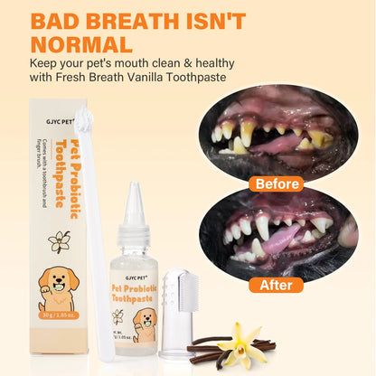 GJYC PET Probiotic Pet Dental Care Kit Toothpaste With Toothbrush Finger Brush Reduce Plaque Tartar Freshen Breath For Dogs Cats