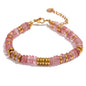 Yhpup Colorful Natural Stone Beads Chain Handmade Bracelet Bangle Waterproof Bohemia Stainless Steel Y2K Trendy Jewelry Gift