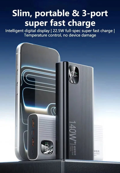 Lenovo 500000mAh Power Bank 140W Super Fast Charging Powerbank Portable External Battery Charger For Xiaomi iPhone 2027New