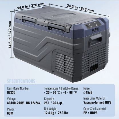 SucceBuy 8L to 75L Car Refrigerator Fridge Portable Icebox Single&Dual Zone w/Blue Tooth Temp Adjustable for Outdoor Camping RV