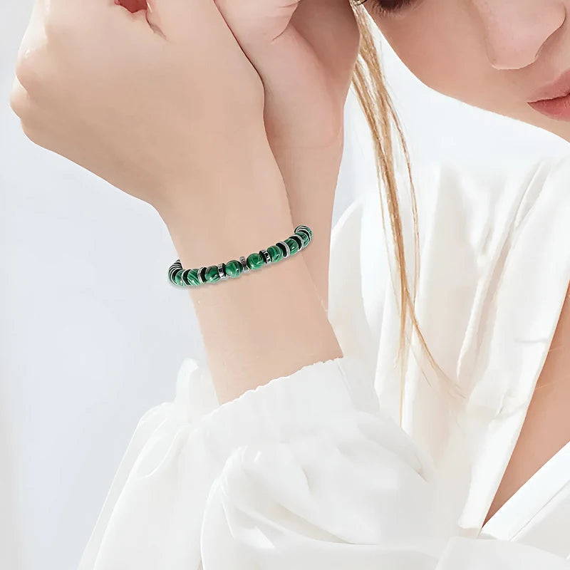 4 Styles Fashionable Malachite Bracelet, Natural Stone Beads Bracelet for Men and Women Valentine's Day Gift