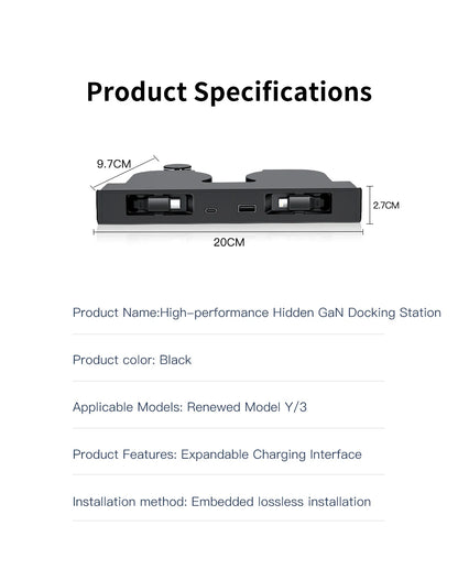 YZ For Tesla Model 3/YYL Juniper Highland 2026 45W Central Control Fast Charging Expansion Dock Car Intelligent Adapter Splitter