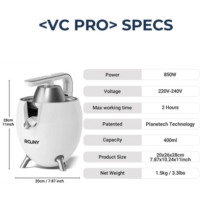 ROUNY Electric Citrus Juicer, Orange and Lemon Press with Stainless Steel Spout, BPA-Free Parts and Easy-Clean Design