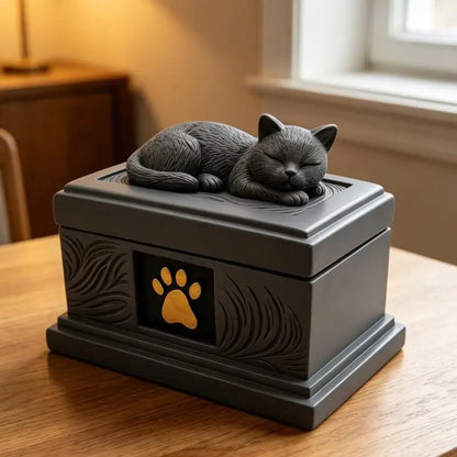 Pet Memorials Ornaments Resins Cats Asleep Urn Ashes Container Organizers for Animal Funeral Cremations and Cremations Gift 37JD