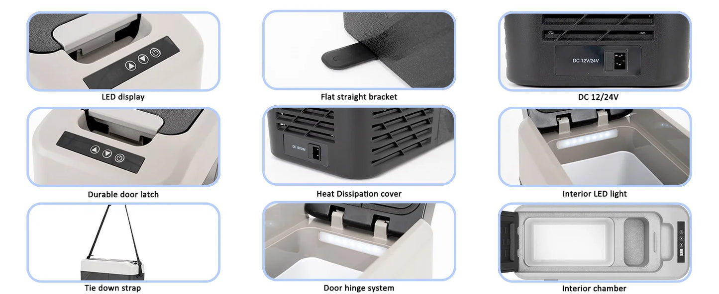 Alpicool KCF15 15L Compressor Cool Box Portable for Car, Truck, Compact Camping Fridge 12/24V DC Cool Box for Travel, Food & Dri