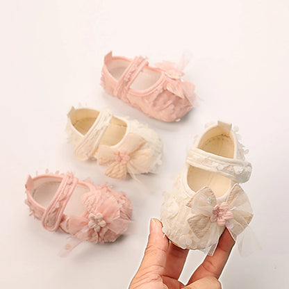 Baby Girl Princess Bow Flats Shoes Infants Petal Walker Crib Shoes for Newborn Infants Cute Soft Soles First Walkers