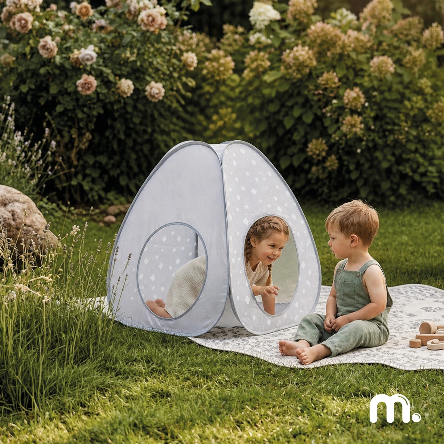 Mamabrum Tent with Children's Tunnel Self-breaking Home and Garden Playset Tipi Educational for Toddler 3 +