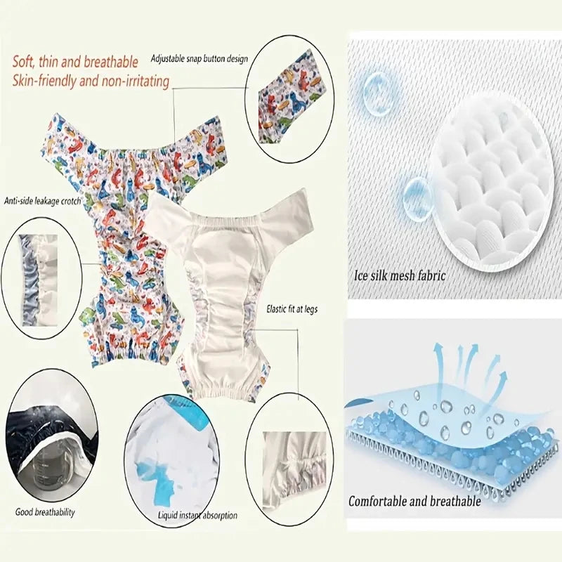 Breathable Adult Cloth Diaper Waterproof Old Man's Diaper Pants Reusable Diapers Trouser Pocket Anti-leak Breathable Nappy Pads