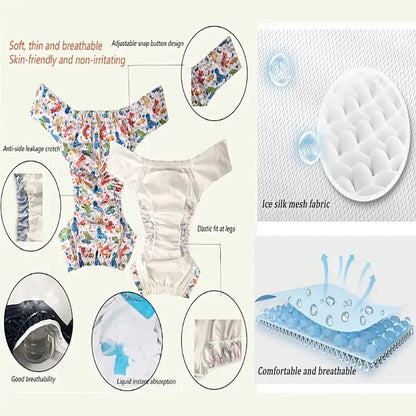 Breathable Adult Cloth Diaper Waterproof Old Man's Diaper Pants Reusable Diapers Trouser Pocket Anti-leak Breathable Nappy Pads