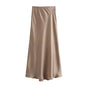 Willshela 2024 Black Satin Skirt Woman High Waist Elegant Long Skirts For Women Fashion Summer Midi Skirt Office Women's Skirts