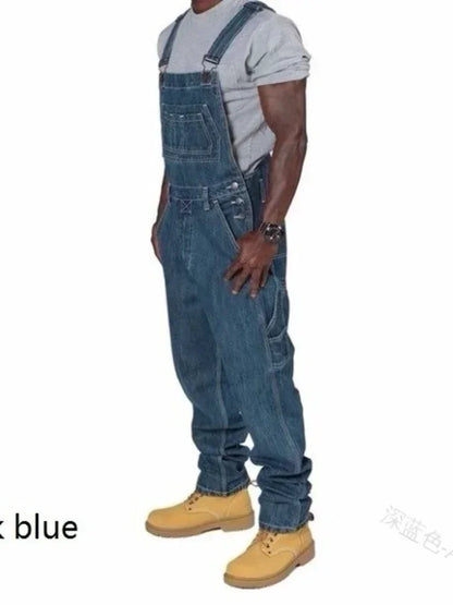 Mens Jeans 2026 Overalls Men Pockets Casual Loose Long Denim Pants Slim Splice Straight Rompers Autumn Plus Size Long Jeans Men