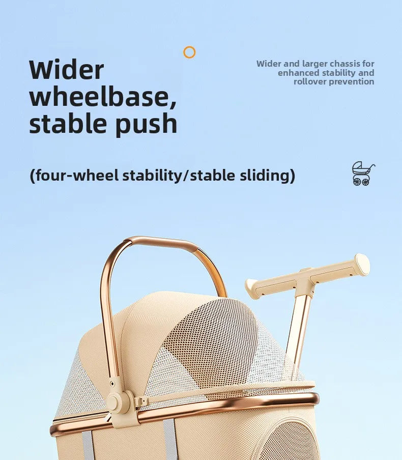 Portable Pet Separable Stroller One Click Easy Fold Cat Carrier Universal Compact Lightweight Baby Dog Travel Pushchair