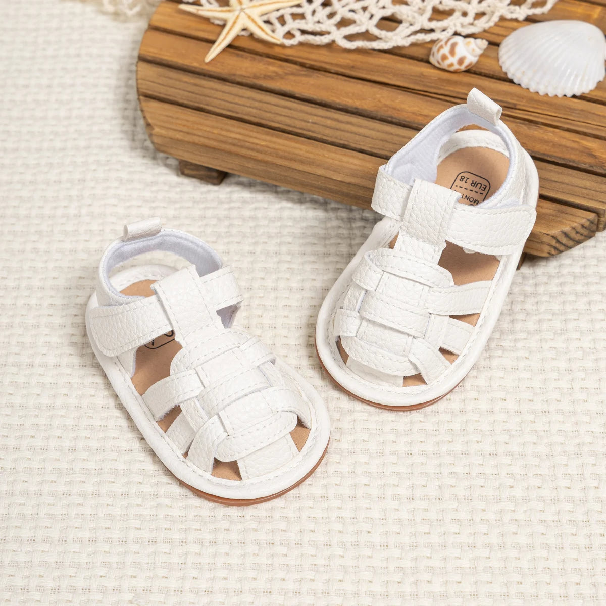 Summer Retro Unisex Baby Beach Sandals Wrap Toe Breathable Anti-slip Wear-resistance Braided Sandals Baby Toddler Shoes