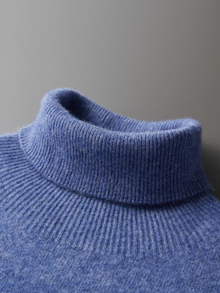 Men's Turtleneck 100% Cashmere Sweater Autumn Winter Basic Long Sleeve Pullover Cashmere Knitwear Soft Warm Comfy Clothing