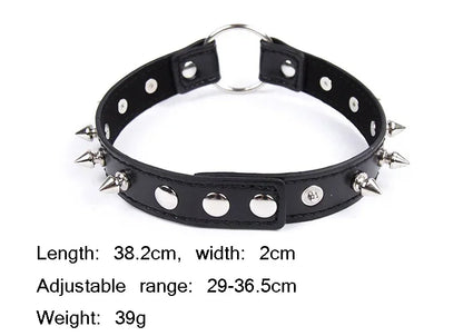 Sexy PU Leather Choker Collar for Women Gothic Punk Spike Heart O-Ring Bell Bondage Slave Neck Strap BDSM Role Play Accessory