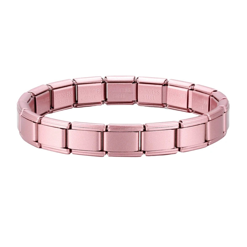 New Women's Men's Jewelry DIY 9MM Width Italian Elastic Charm Bracelet Solid Color Stainless Steel Fashion Bangle