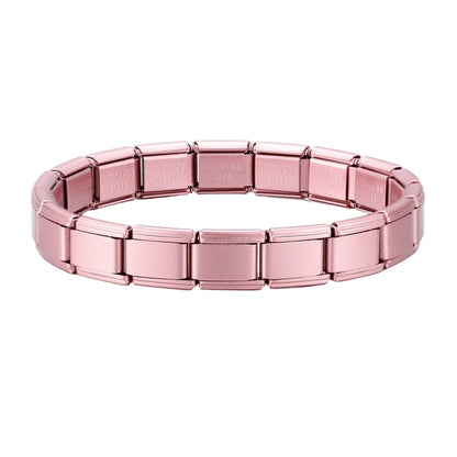 New Women's Men's Jewelry DIY 9MM Width Italian Elastic Charm Bracelet Solid Color Stainless Steel Fashion Bangle