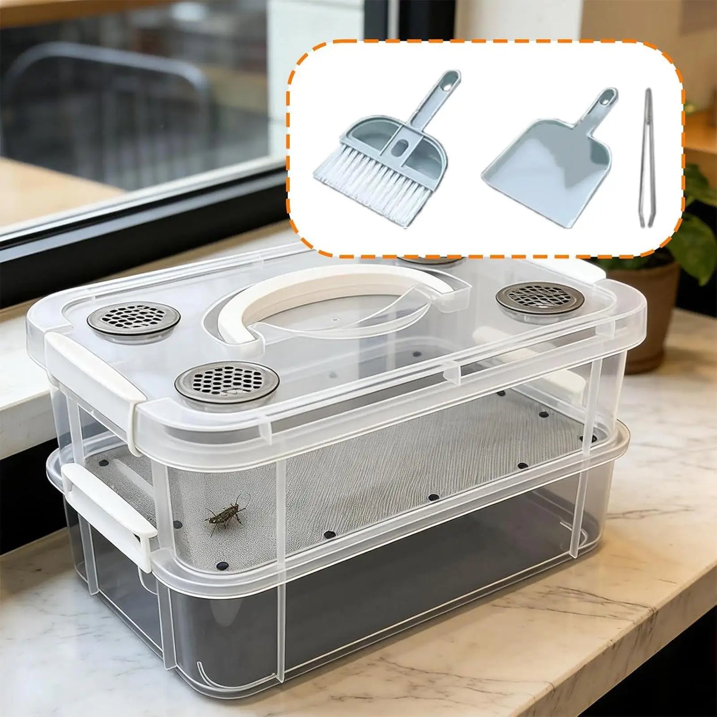 High Capacity Mealworm Farm Transparent Mealworm Breeding Kit To Breed Live Mealworms For Bearded Dragon And Reptiles Portable
