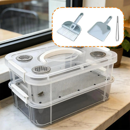 High Capacity Mealworm Farm Transparent Mealworm Breeding Kit To Breed Live Mealworms For Bearded Dragon And Reptiles Portable