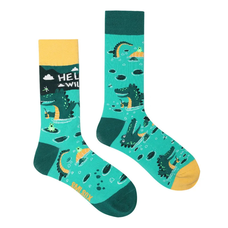 1 Pair Man Women Sock Original AB Tide Socks Colorful Cat Dog Koala Cow Cotton Socks Four Seasons Unisex Socks for Birthday Gift