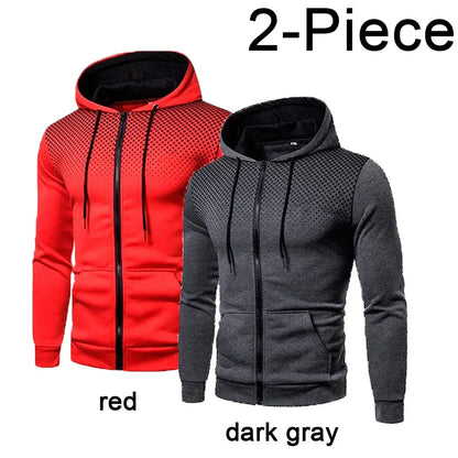 2023 Autumn and Winter New European and American Solid Color Fleece Sweater Pants Men's Casual Zipper Sports Hat Set
