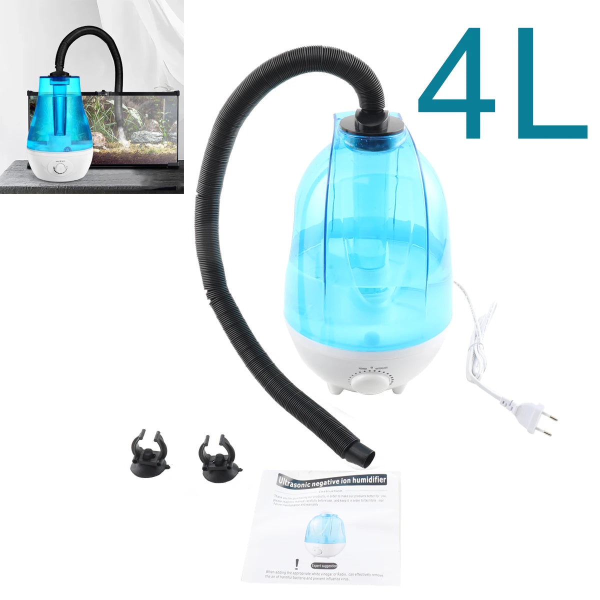 4L Reptiles Pet Fog Maker Atomizer Air Humidifier for Amphibians Terrariums LED Maker Fogger Pet Supply