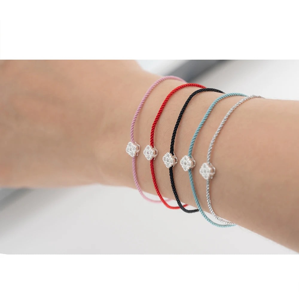 La Monada Red Thread For Hand Women's 925 Sterling Silver Bracelets Square Zircon Red String Rope Jewelry Bracelets For Women