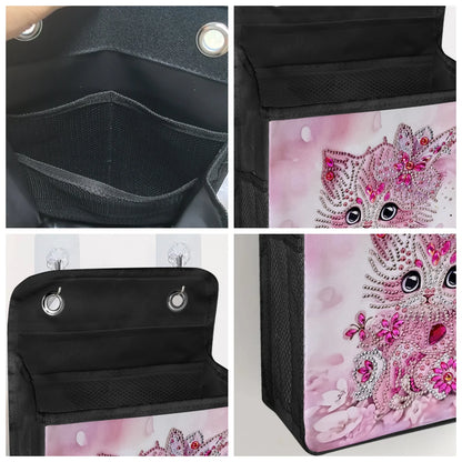 1pc/Set DIY Butterfly Diamond Art Hanging Storage Bags Canvas Crystal Rhinestone Cats Diamond Painting Storage Bags for Hanging