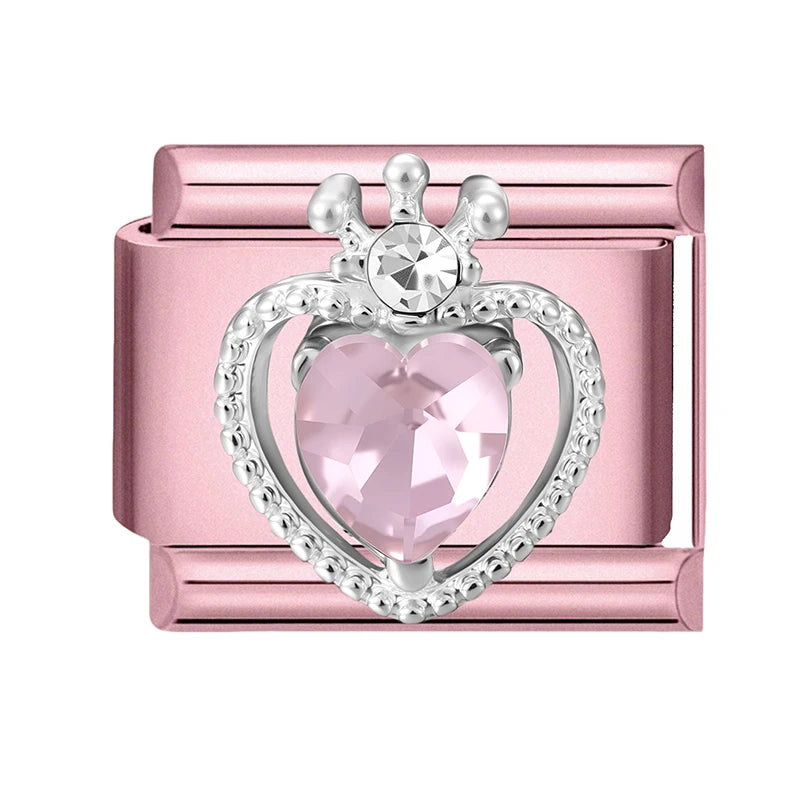 Pink Color Y2K Butterfly Star Bow Rabbit Heart Pendant Italian Charm Links Fit 9mm Stainless Steel Bracelet DIY Making Gifts