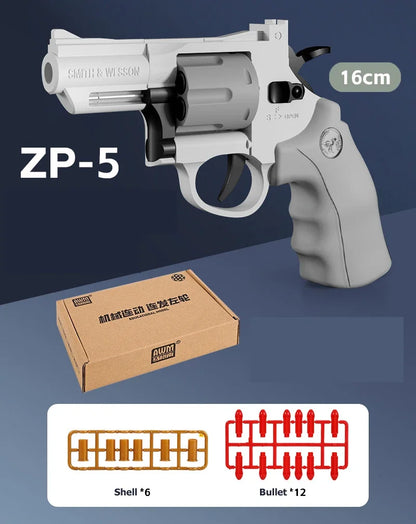 Continuous Fire ZP5 357 Revolver Launcher Toy Gun with Soft Dart Bullets for CS Outdoor Game Fun Gifts for Kids and Adults