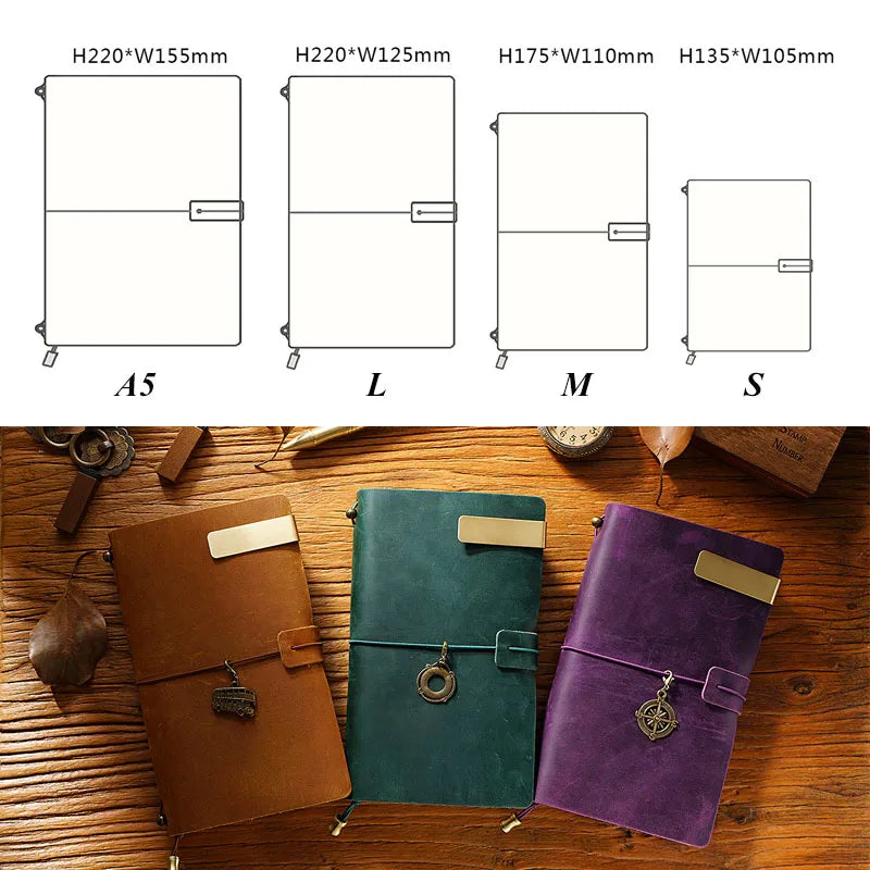 Fromthenon Leather TN Travel Notebook Handbook Diary First Layer Cowhide Diary Handbook Notes Handmade Loose-leaf Notebook