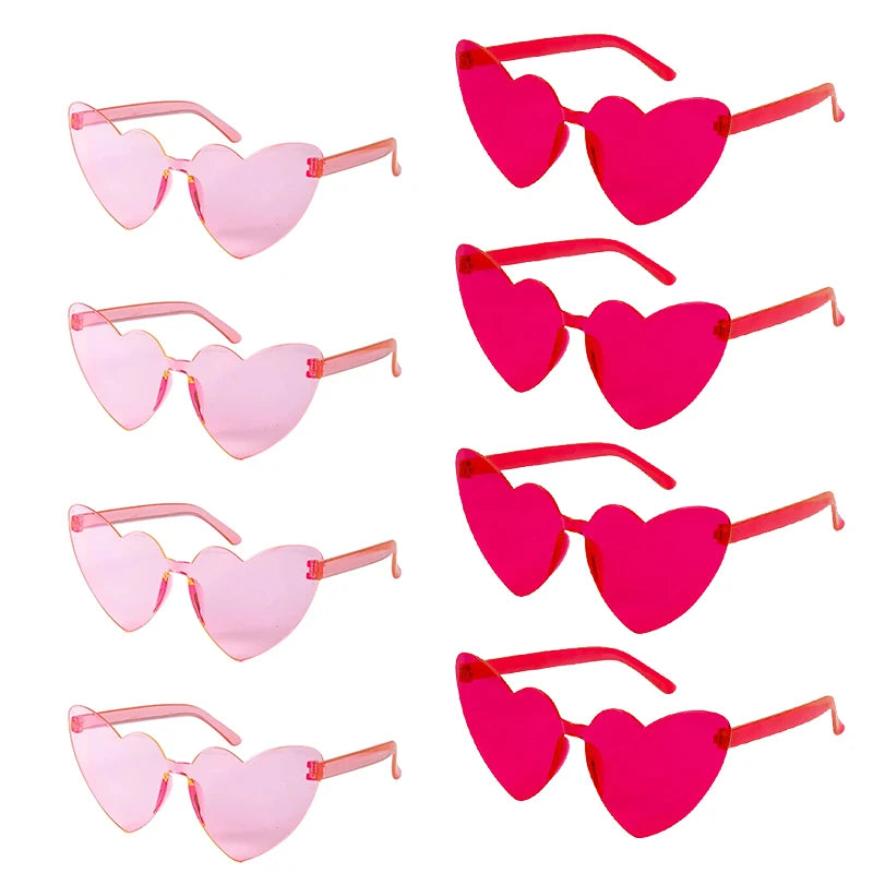 6/8/10/12pcs Wedding Bridal Shower Sunglasses Pink Red Heart Glasses Bride To Be Bridesmaid Gifts Bachelorette Hen Party Decors