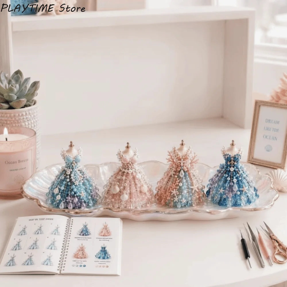 3D Design Beaded Dress Kit Tiny Beads Dress Shape Bead Weaving Kit Creative Craft Cute Design DIY Bead Craft Kit Gift Giving