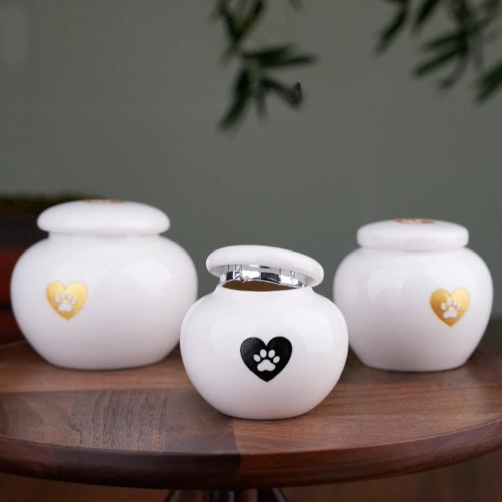 Ceramic Can urns for puppy ashes Sealed and moisture-proof pet souvenir animal funeral urn portable pet memorials and gifts