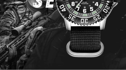 Addies Dive Men Fashion Casual Watch Calendar Display 50m Waterproof Tube Luminous Watch Black Dial Rotating Bezel Quartz Watch