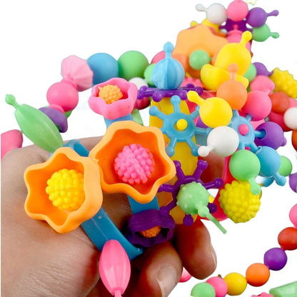 DIY Pop Beads Girl Toy Creativity PopArty Beads Snap-Together for Kid Crafts Children Bracelet Jewelry Fashion Kit Toy for Girl