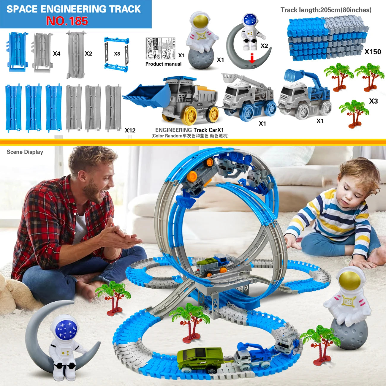 Space Track Toys Magic Climbing Electric Engineering Race Car Toy Bendable Flexible Race Track Cars Train Toy For Kid Gift