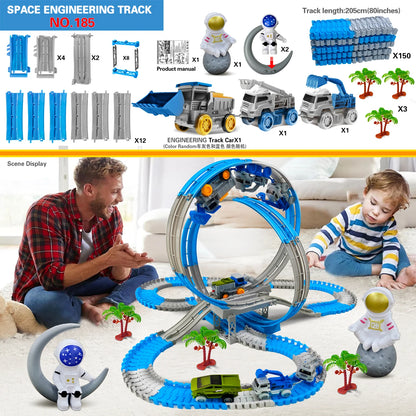 Space Track Toys Magic Climbing Electric Engineering Race Car Toy Bendable Flexible Race Track Cars Train Toy For Kid Gift