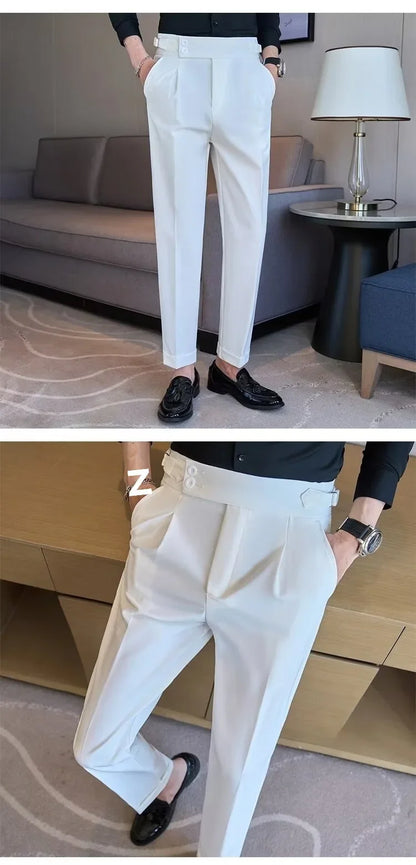 Business Casual Men's Suit Pants Breathable Versatile Korean Style Lightweight Luxury West Pants for Office Work Slim Fit