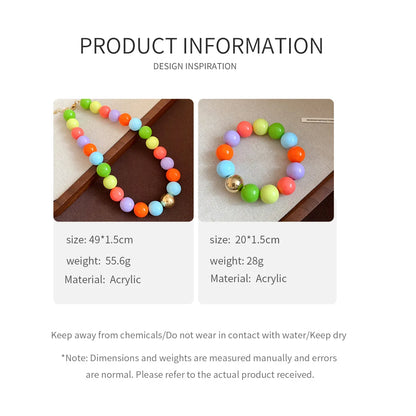 Multicolor Irregular Acrylic Beaded Bangles for Women Geometric Smudge String Bracelet Beach Vacation Style Couple Jewelry W