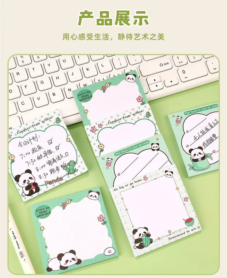200sheets Panda Memo Pads Cute Animal Note Pads No Adhesive for Students Aesthetic Office School Supplies Bulk Notebook Labels