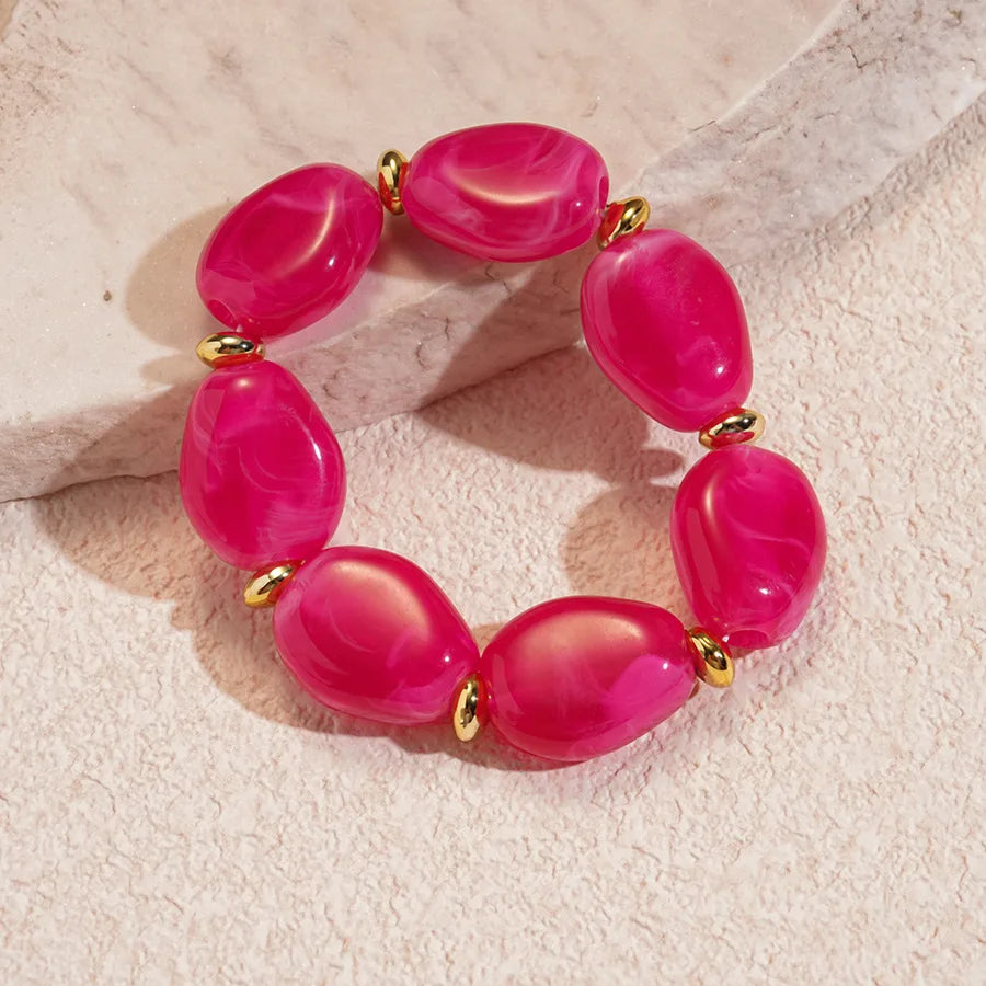 Acrylic Irregular Square Round Beaded Bracelet Bangle for Women Imitation Stone Chain Bracelet Hand Accessories Couple Gifts K