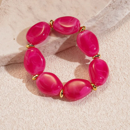Acrylic Irregular Square Round Beaded Bracelet Bangle for Women Imitation Stone Chain Bracelet Hand Accessories Couple Gifts K