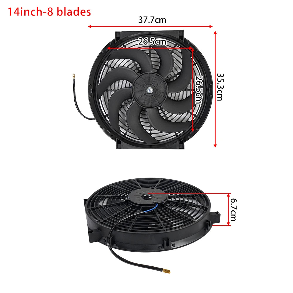 Universal 7/9/10/12/14/16 Inches 12V 80W 2100RPM Car Air Conditioning Electronic Radiator Cooling Fan Blade Electric Cool Kit