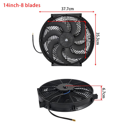 Universal 7/9/10/12/14/16 Inches 12V 80W 2100RPM Car Air Conditioning Electronic Radiator Cooling Fan Blade Electric Cool Kit