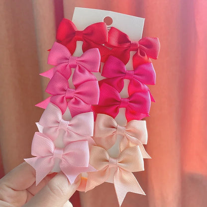 10Pcs/Set New Cute Solid Ribbon Bowknot Hair Clips for Baby Girls Handmade Bows Hairpin Barrettes Headwear Baby Hair Accessories